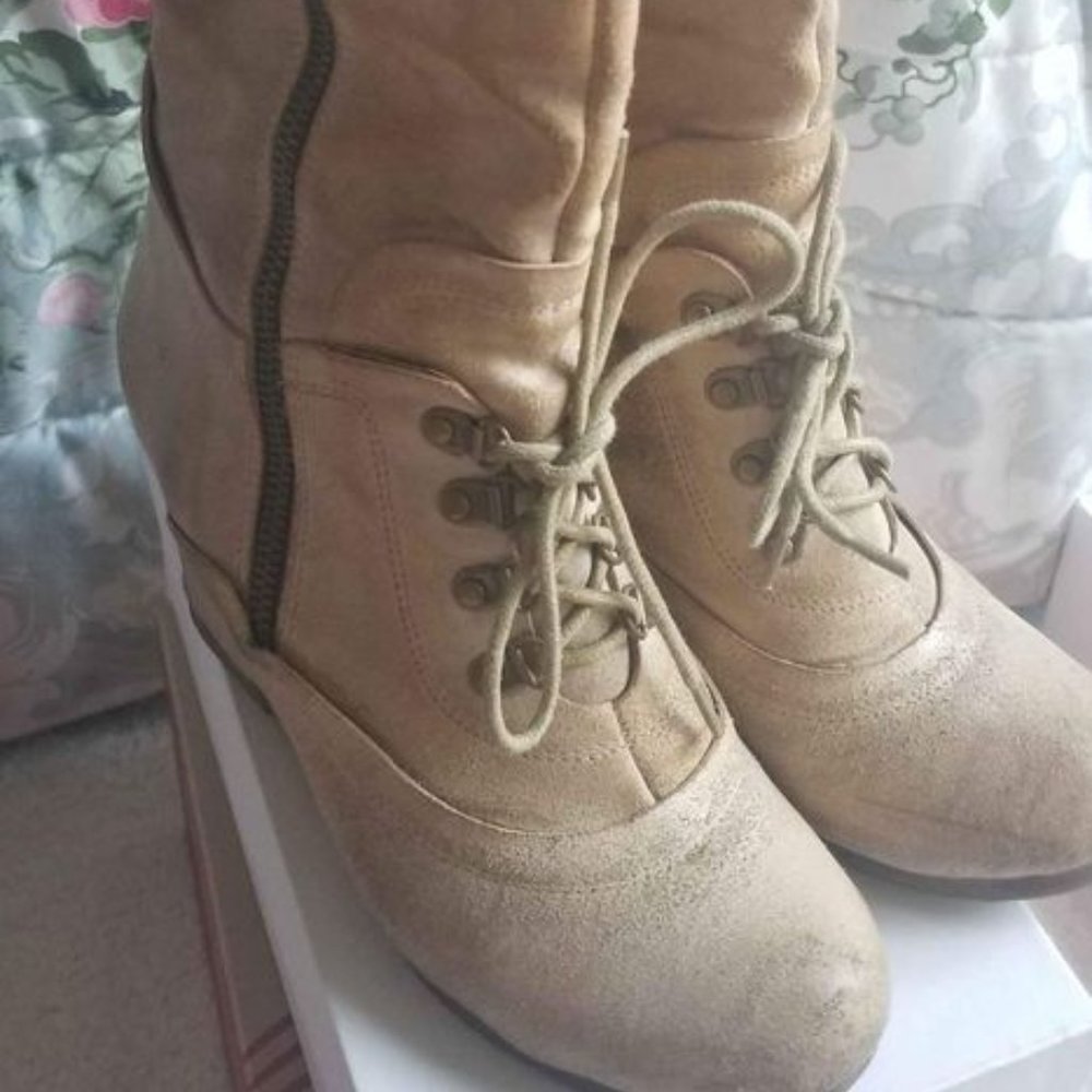 Miz Mooz Winter Tan Ankle Boot Wedges